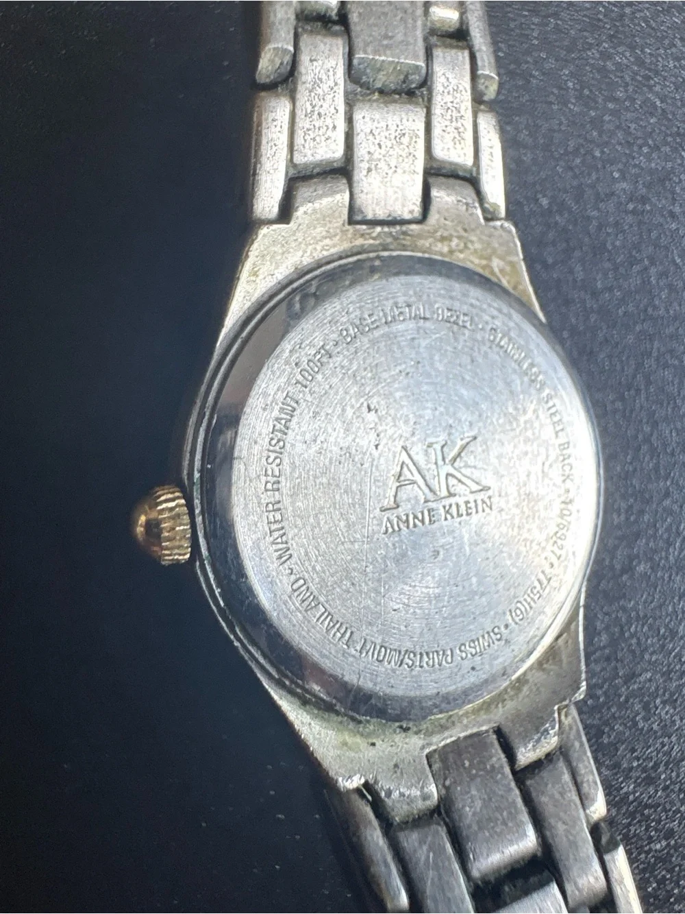 Anne Klein Women's Silver-Tone Crystal Watch measurements shown non running